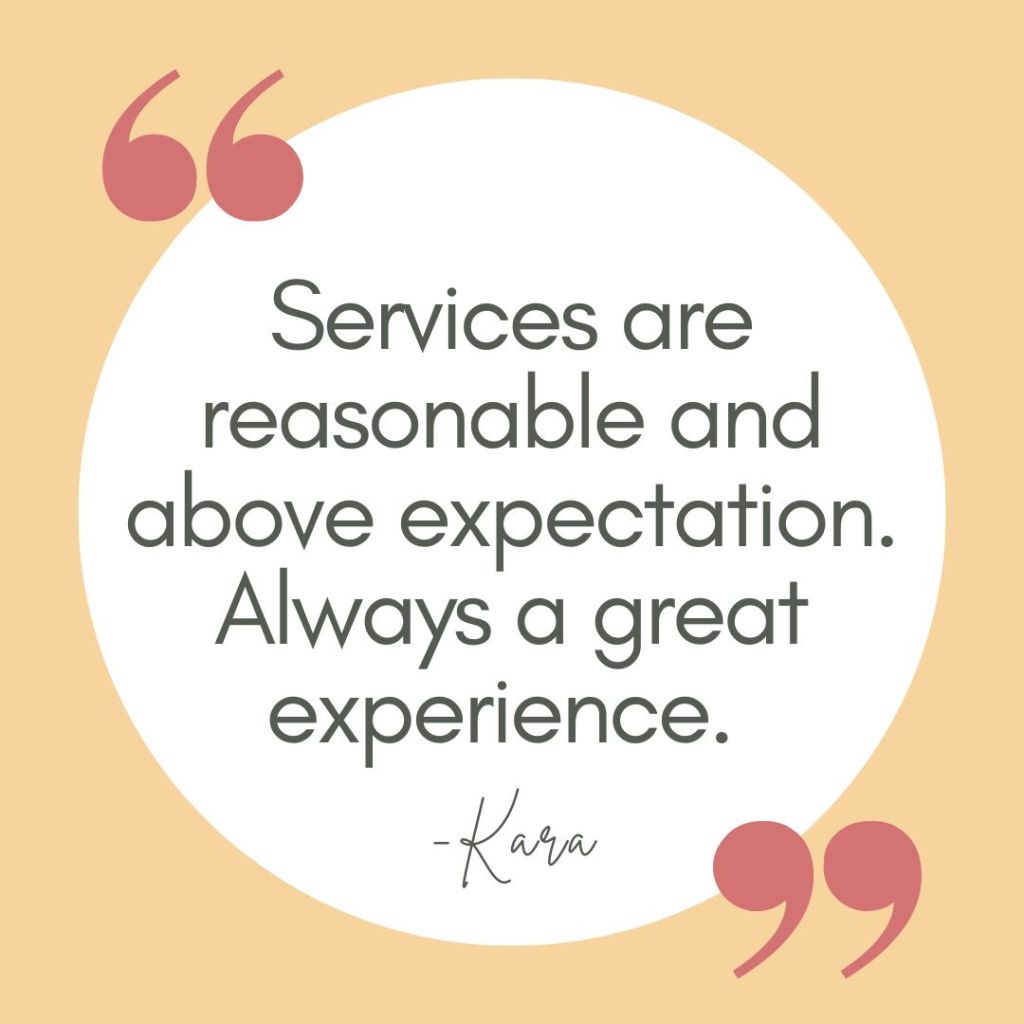 client review for Sando Creative saying services are reasonable and above expectation and that the client always has a great experience